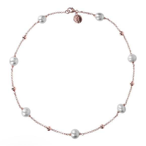 Bronzallure Necklace Spheres and Freshwater Cultured Pearls 10mm Brand New - Picture 4 of 5